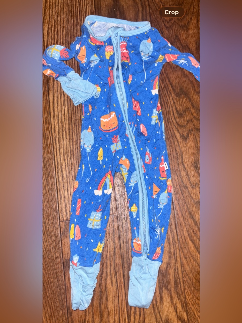 Little Sleepies Zippy  blue print with balloons size 0 to 3 months